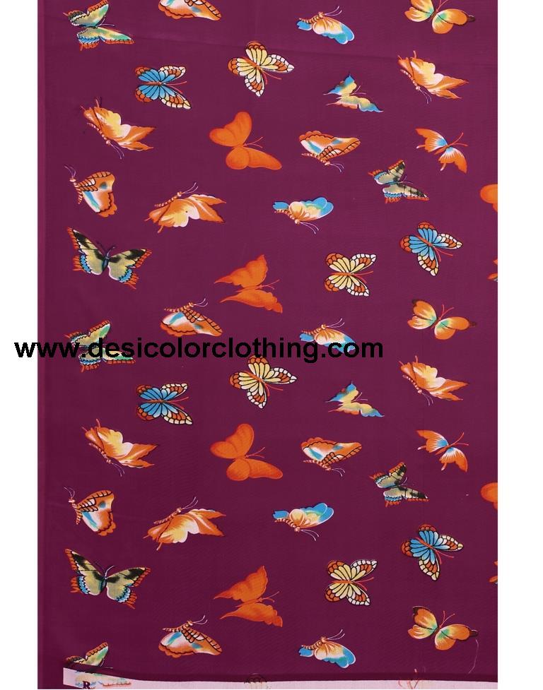 Wine Printed Saree | 2098S665