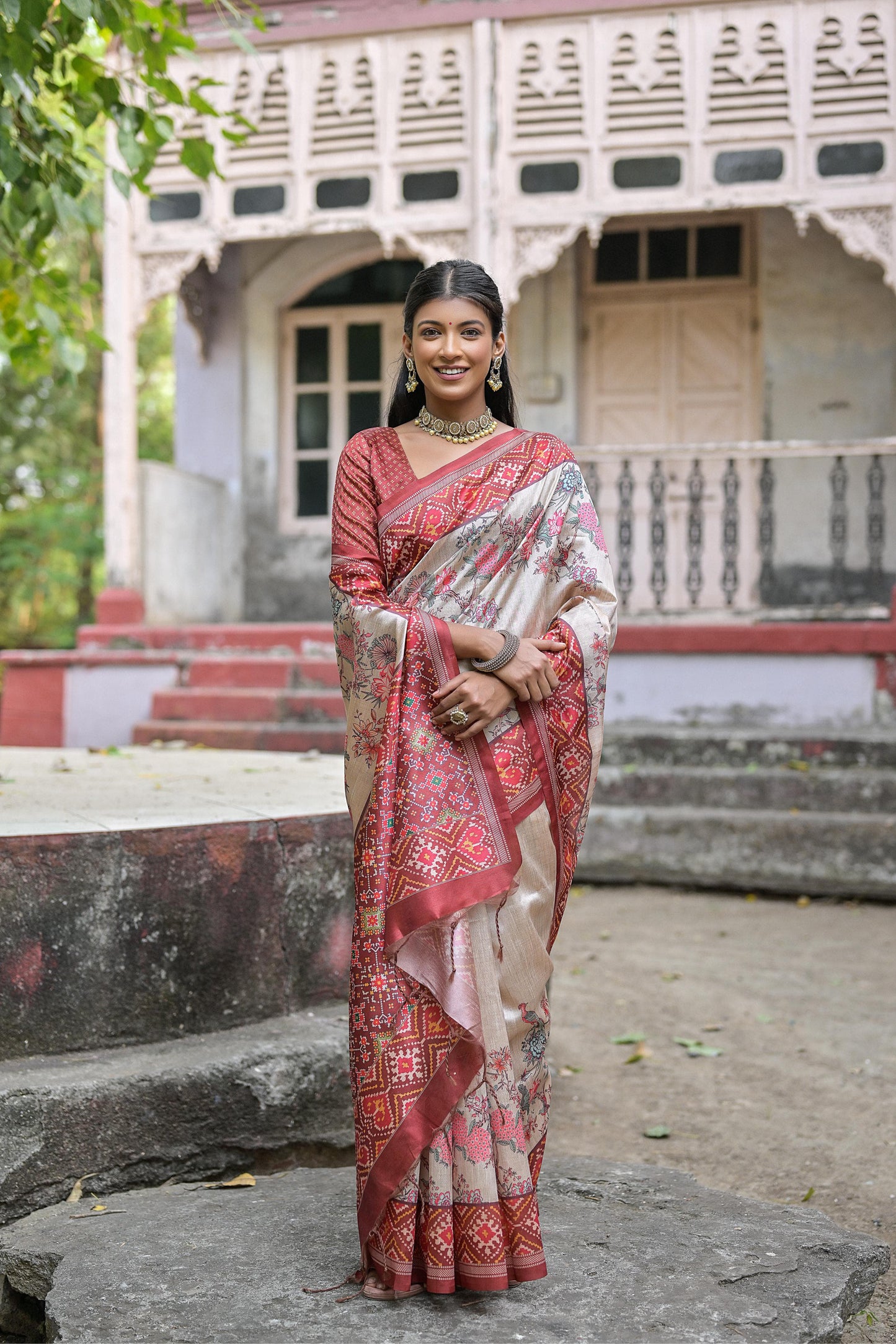 Product Image - Yogita Patola Designer Saree in Tussar Silk with Patola Print