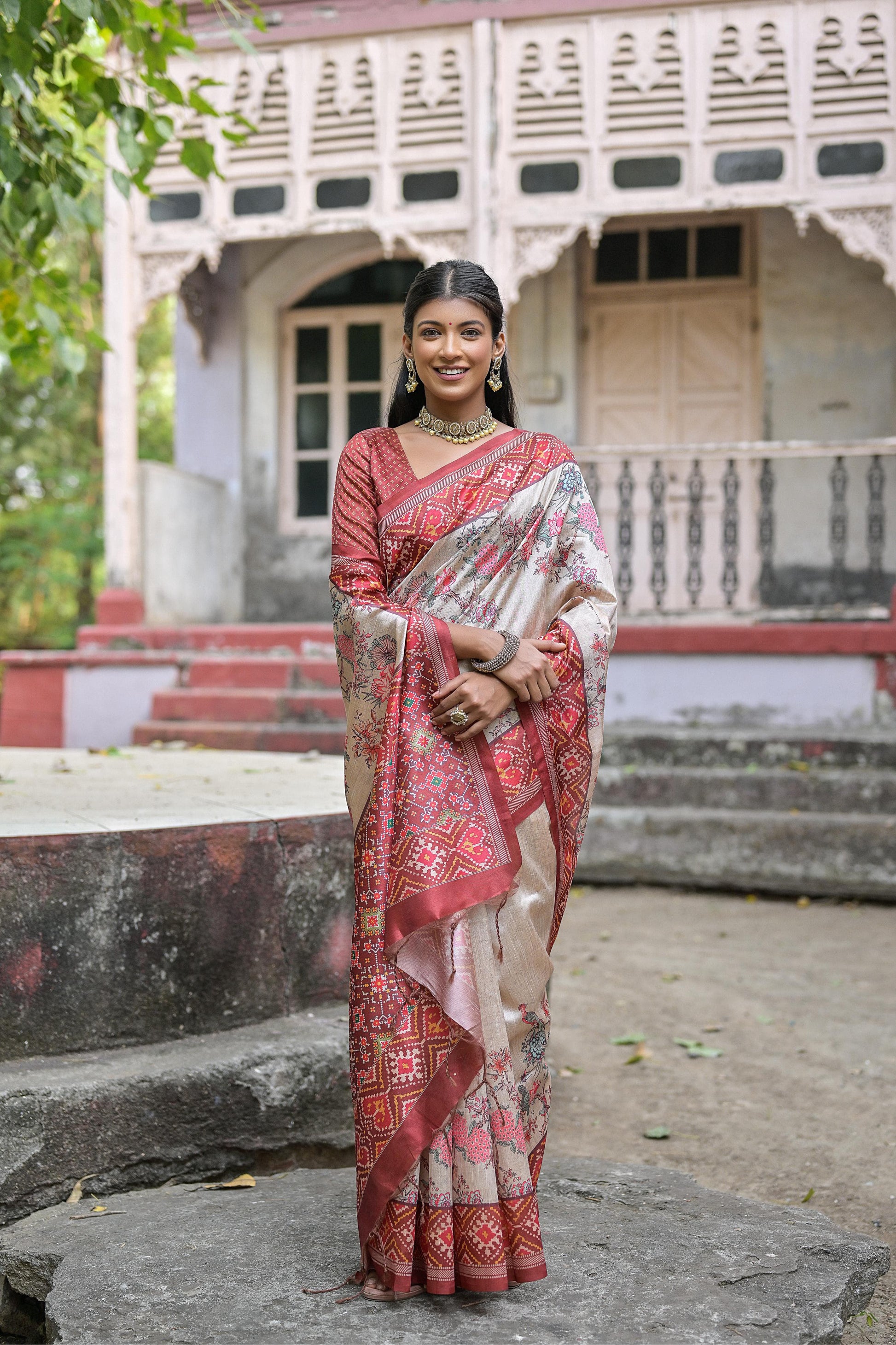 Product Image - Yogita Patola Designer Saree in Tussar Silk with Patola Print