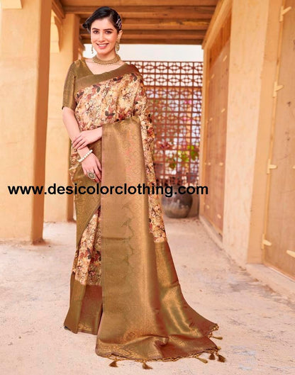 Yellow Silk Printed Ready To Wear