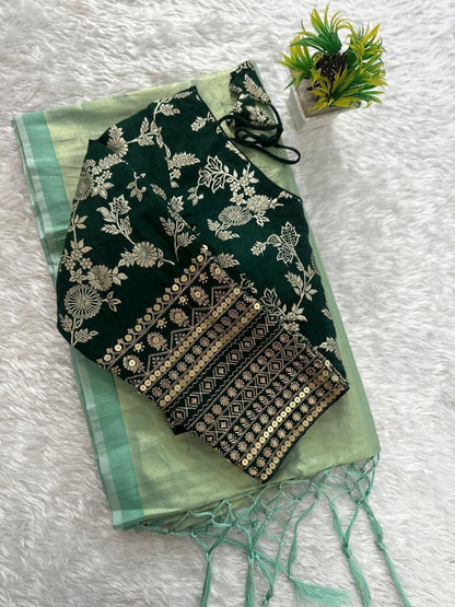 Product Image - Elegant Tissue Silk Saree with Ready-Made Blouse - 1