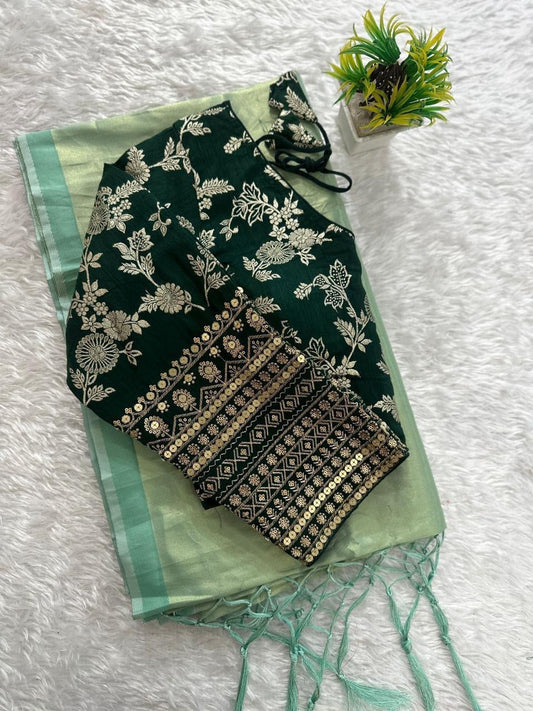 Product Image - Elegant Tissue Silk Saree Blouses - 1