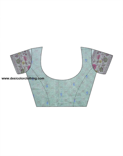 Sky Blue Woven Banarasi Organza Saree