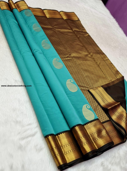 Kanchipuram Korvai Pattern Fancy Buttas Blended Silk Saree