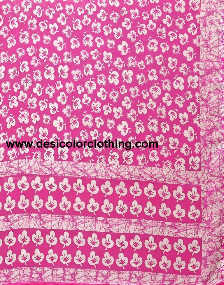 Pink Chiffon Printed Saree