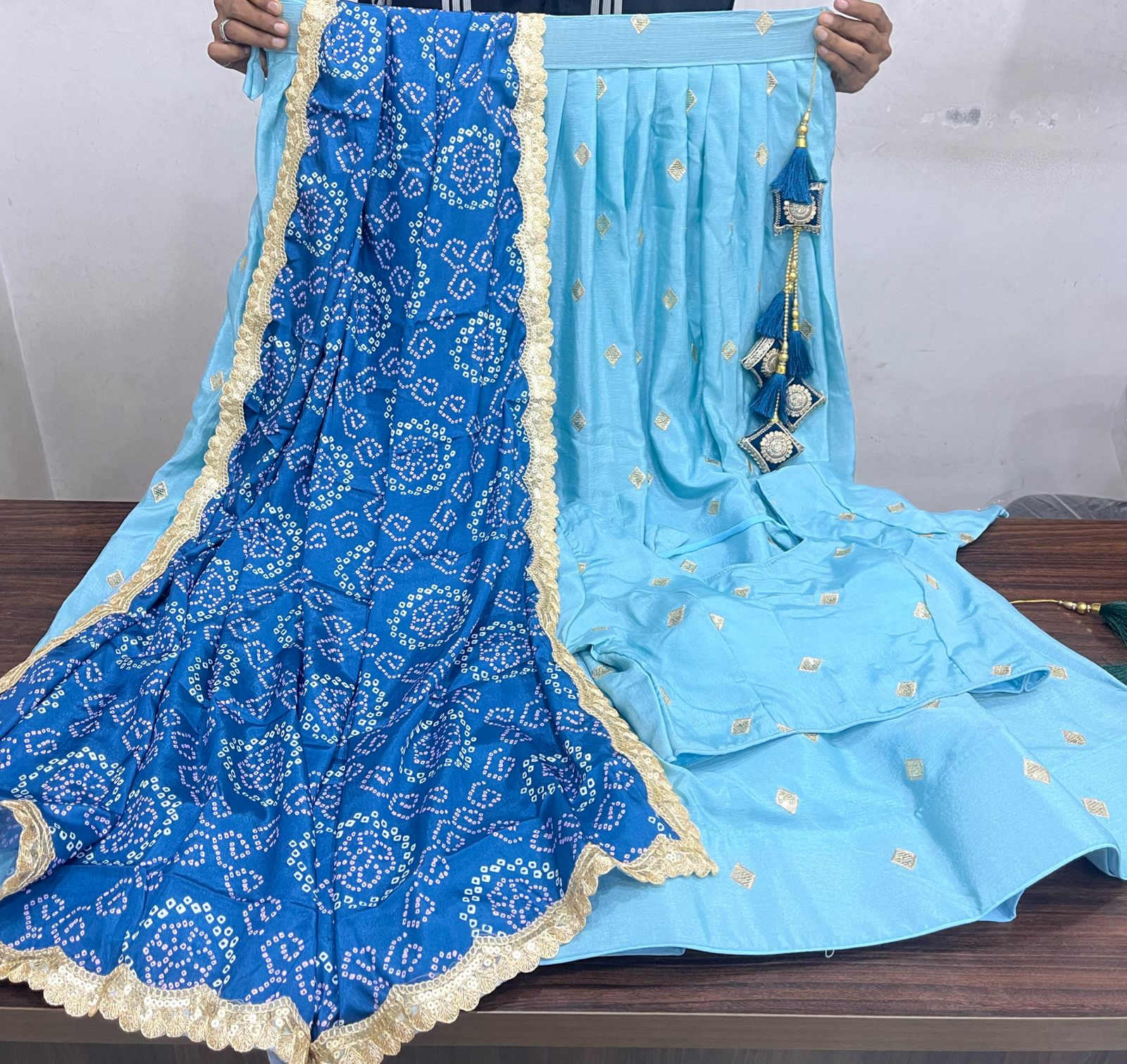 Product Image - Elegant Chinon Silk Lehenga Set with Bandhni Dupatta