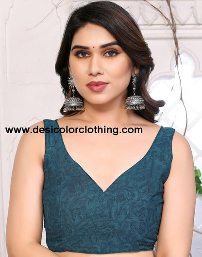 Teal Georgette Floral Printed Saree
