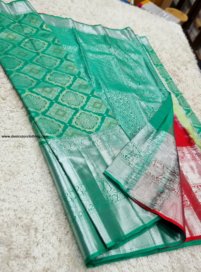 Kanchipuram Meenakari Pattern Bridal Blended High Quality Budget Silk Sarees