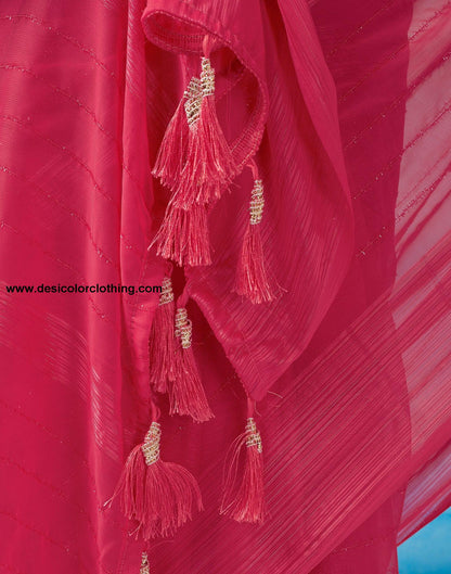 Pink Georgette Plain Saree
