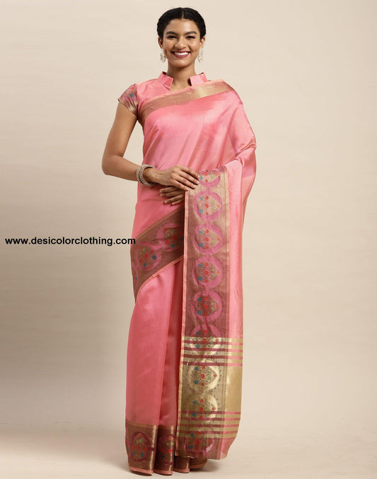 Rose Pink Organza Saree