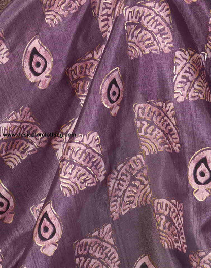 Purple Silk Printed Saree