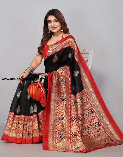 Black Silk Printed Saree