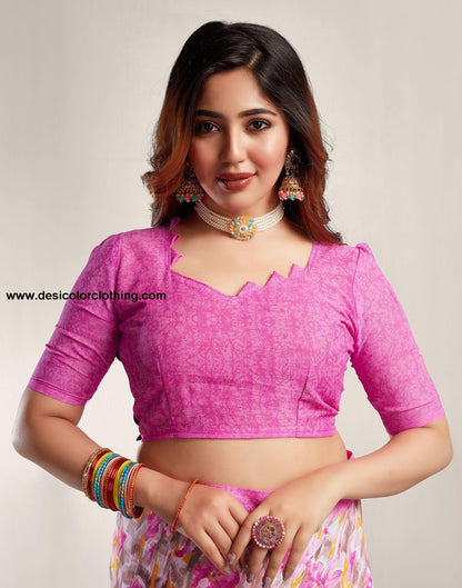 Rani Pink Printed Georgette Saree