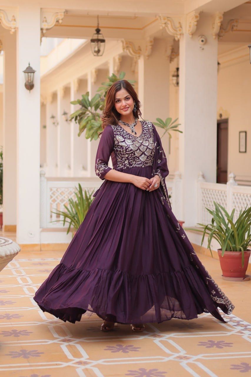 Product Image - Designer Georgette Festive Gown with Dupatta