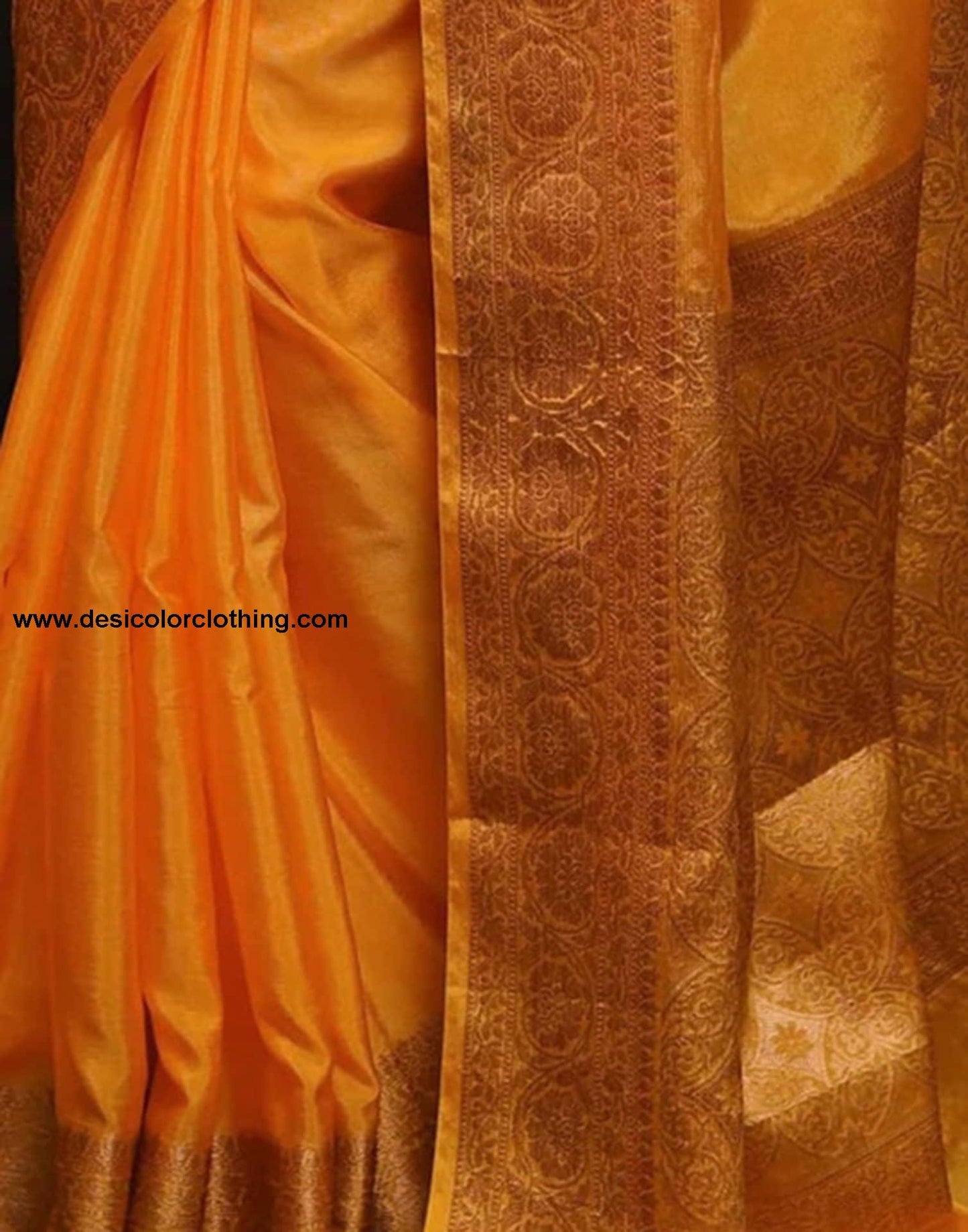 Yellow Banarasi Silk Woven Saree