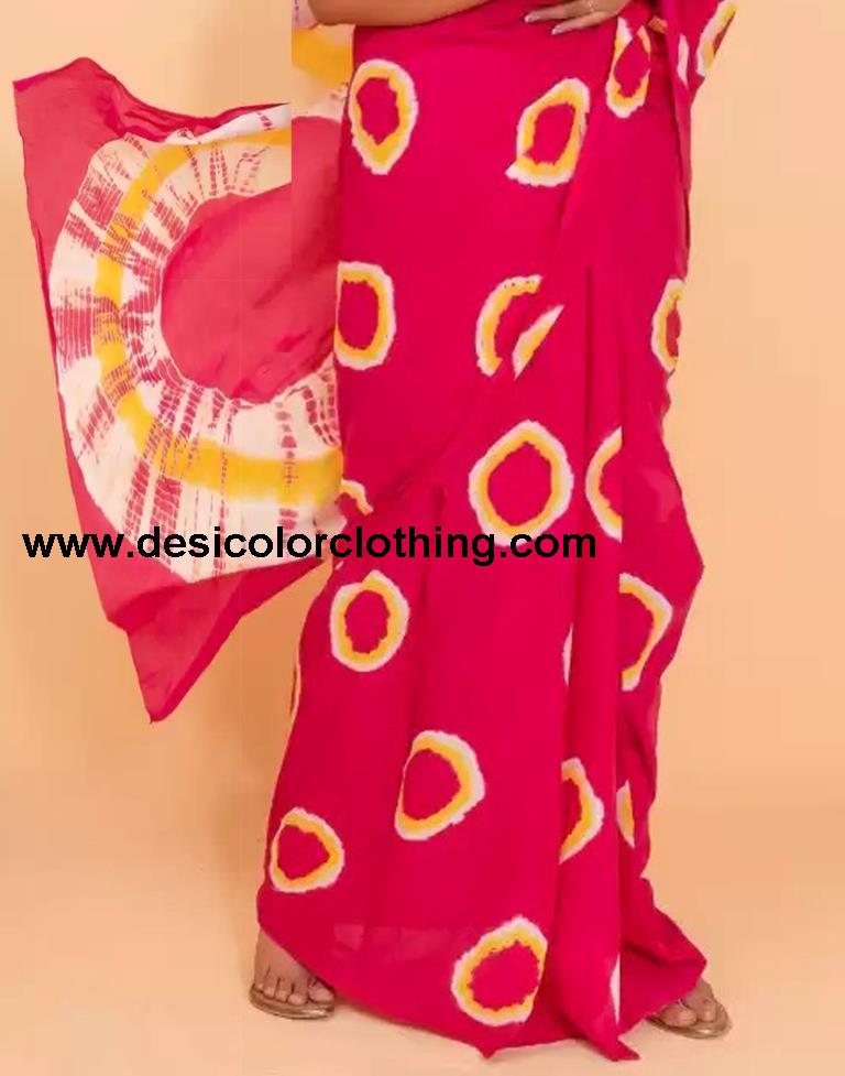 Pink Cotton Tie And Dye Saree