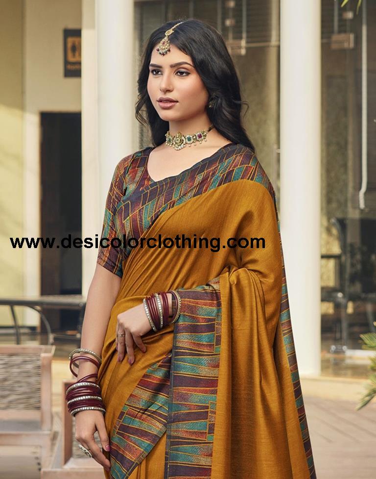 Turmeric Silk Printed Saree