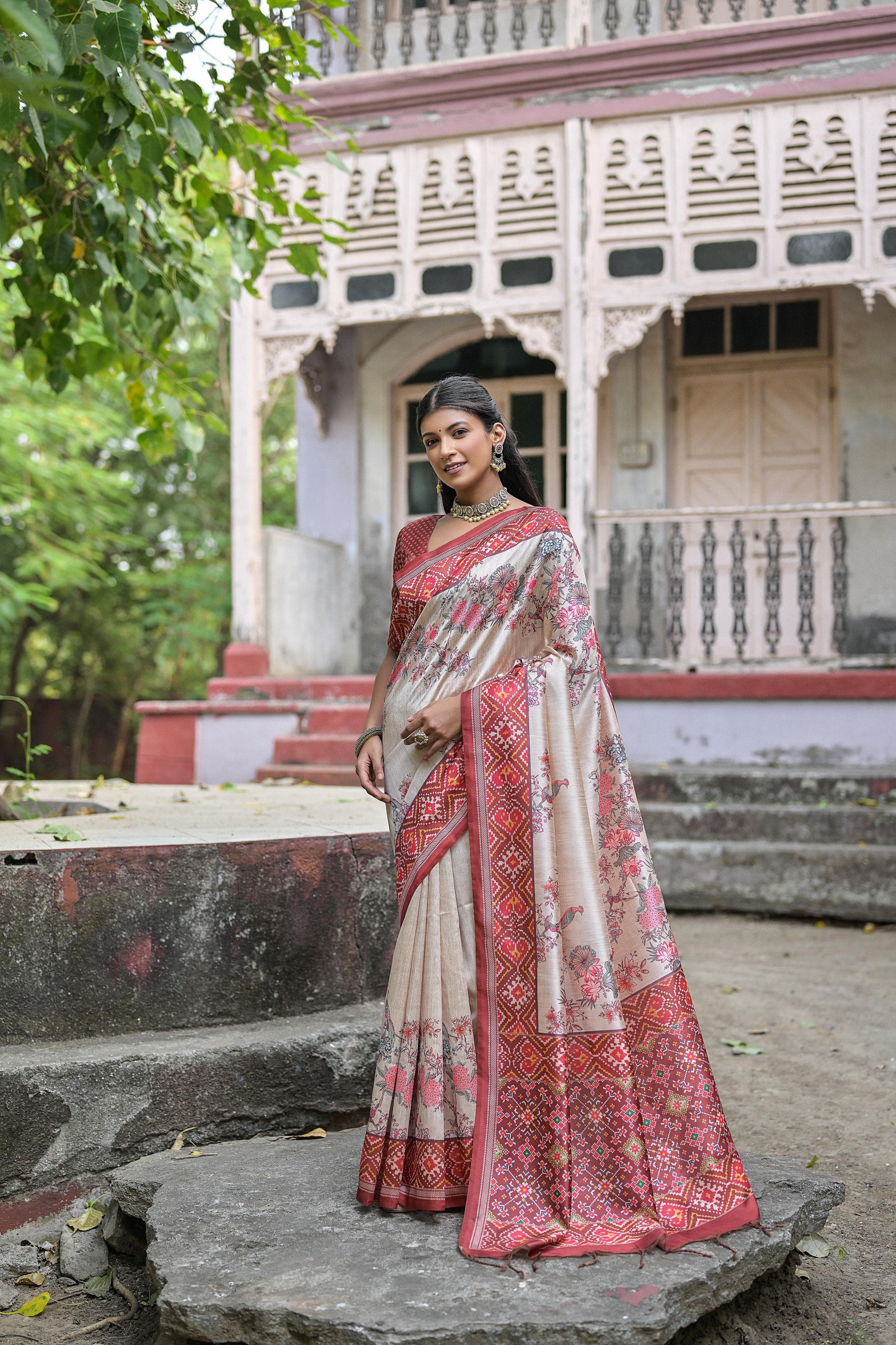 Product Image - Yogita Patola Designer Saree in Tussar Silk with Patola Print