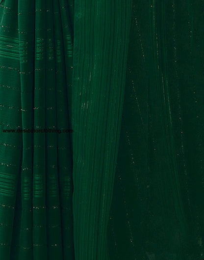 Dark Green Georgette Plain Saree