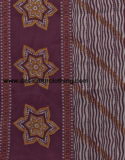 Wine Printed Cotton Unstitched Salwar Suit Material