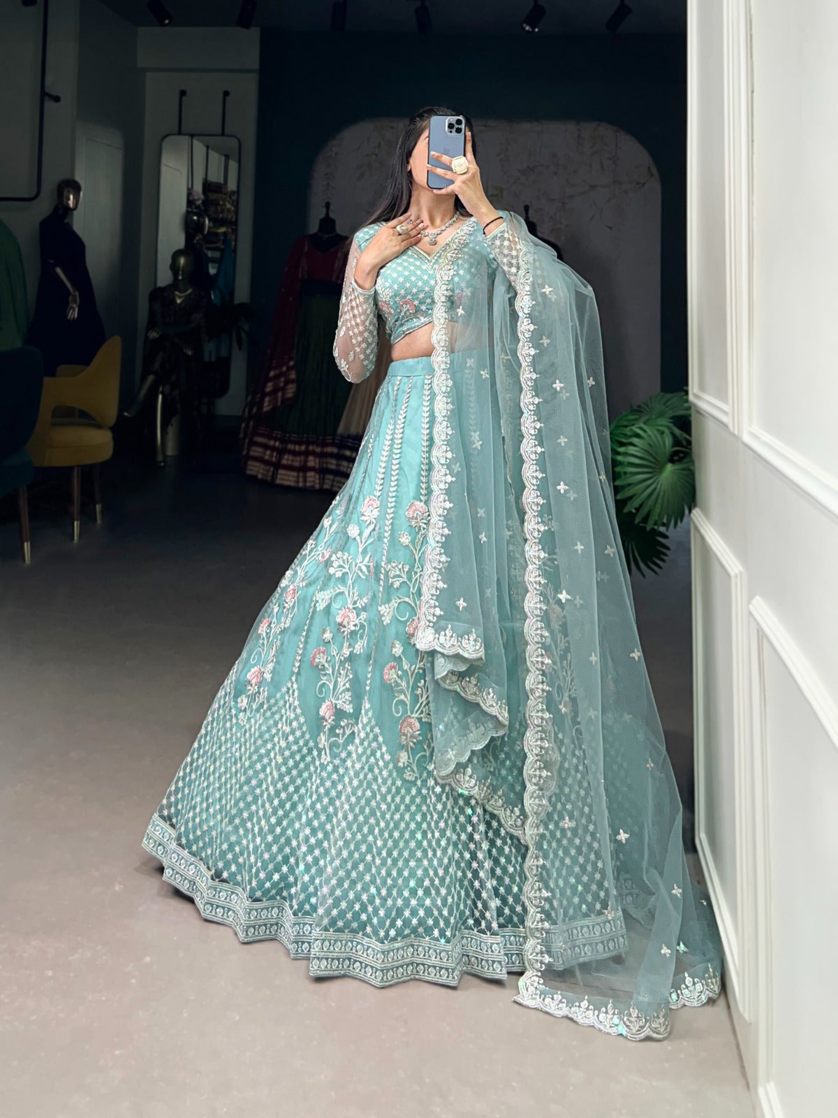 Product Image - Exquisite Pastel Blue Wedding Lehenga - 2025 Collection