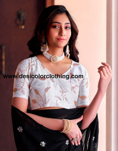 Black Georgette Embroidery Saree