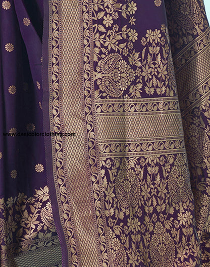 Purple Jacquard Silk Saree