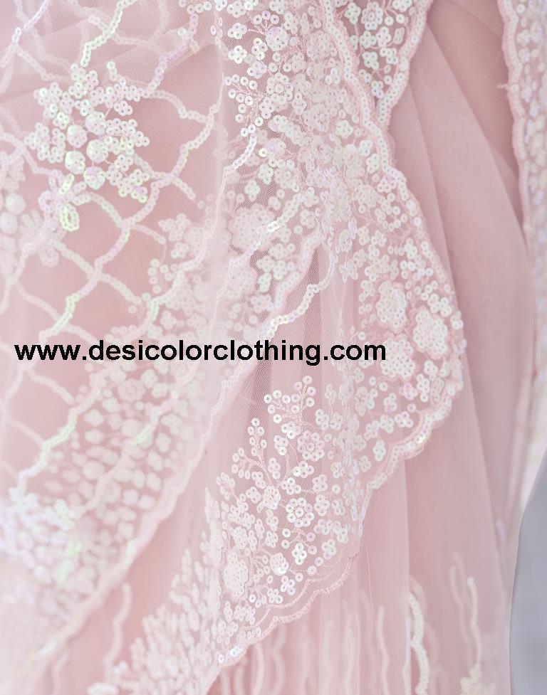 Rose Pink Plain Net Saree