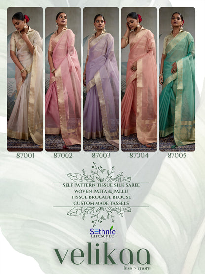 Product Image - Designer Tissue Silk Saree with Woven Patta & Pallu