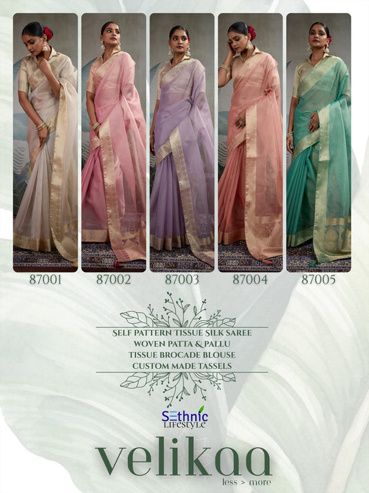 Product Image - Designer Tissue Silk Saree with Woven Patta & Pallu
