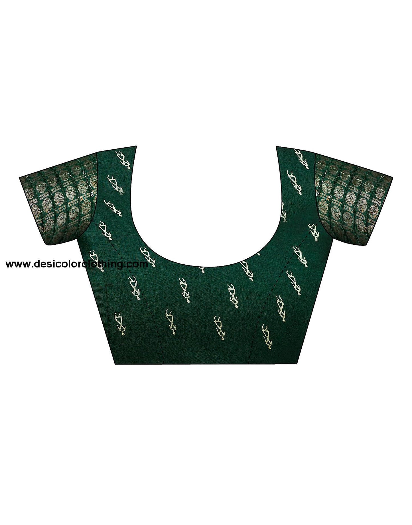 Bottle Green Silk Printed Saree