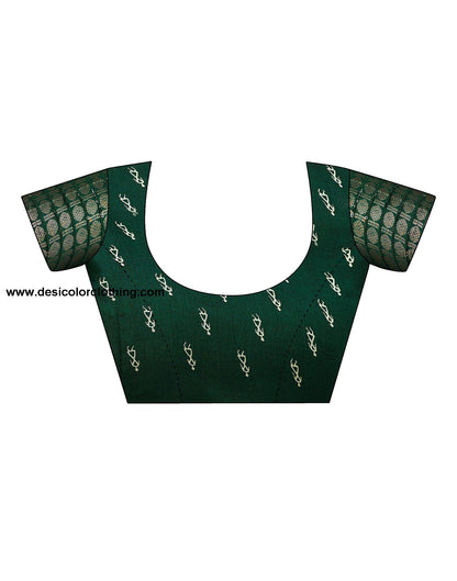 Bottle Green Silk Printed Saree