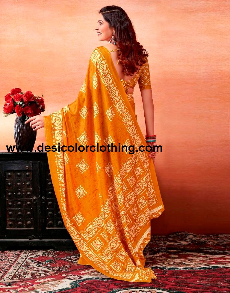 Turmeric Silk Printed Sarees