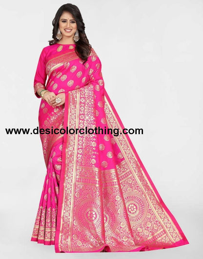 Pink Banarasi Silk Saree