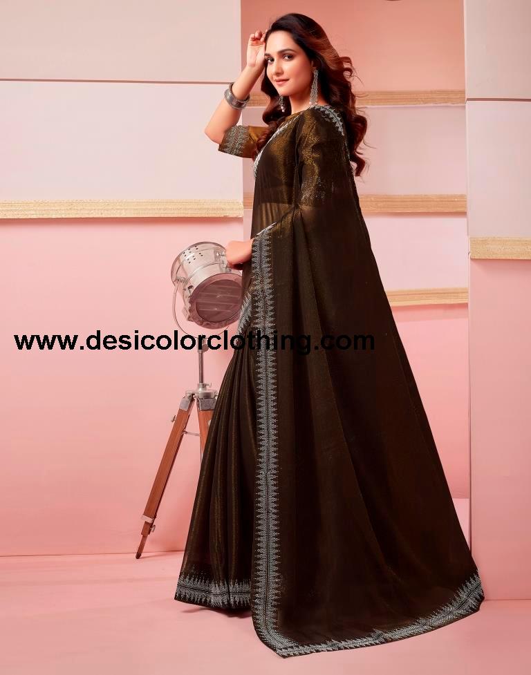 Copper Chiffon Plain Saree