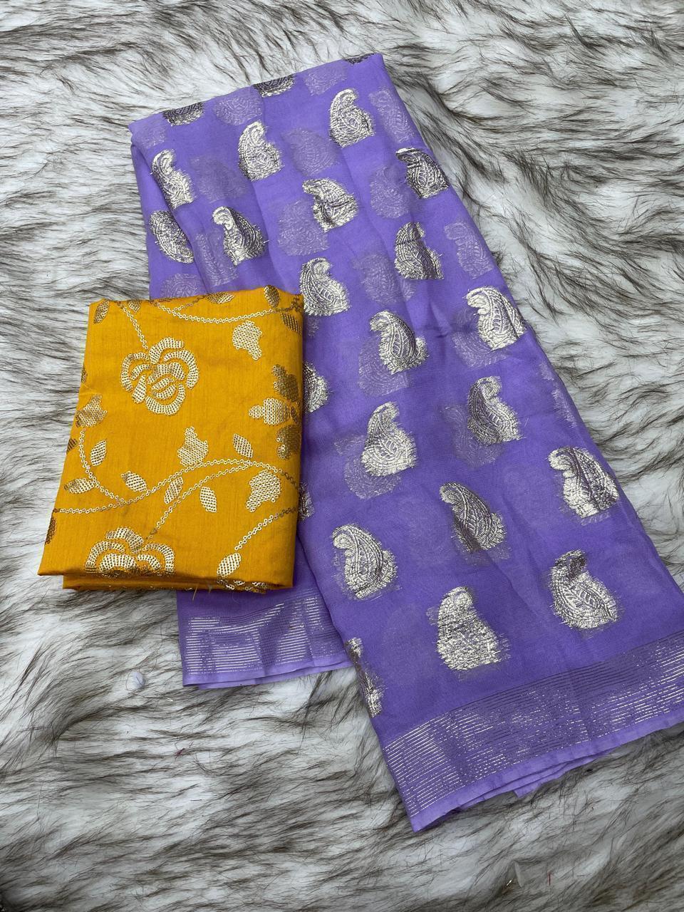 Product Image - Elegant Viscose Georgette Saree with Heavy Sequence Blouse - Festive Wear