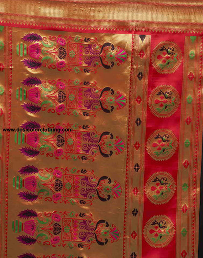 Red Paithani Silk Woven Saree