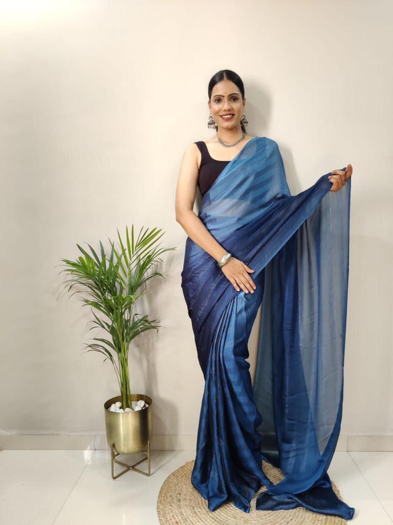 Product Image - Elegant 1 Min Ready to Wear Designer Saree | Georgette Fabric | Festive & Wedding Wear
