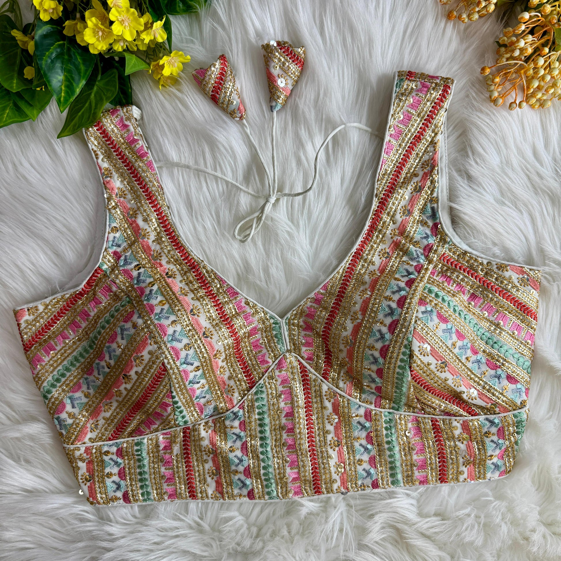 Product Image - Designer Georgette Partywear Blouse with Multi-Thread Embroidery