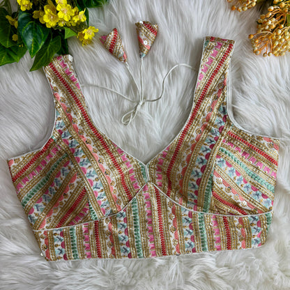 Product Image - Designer Georgette Partywear Blouse with Multi-Thread Embroidery