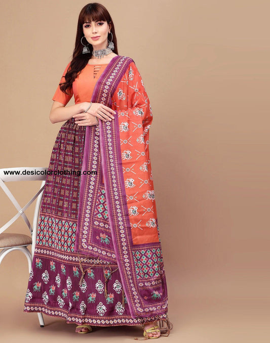 Wine Printed Lehenga Choli