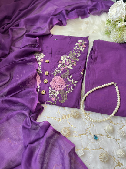 Product Image - Pure Cotton Embroidery Work Suit Set - New Launch