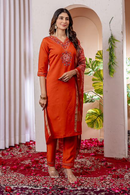 Product Image - Designer Straight Kurti Pant Dupatta Set - Festive Attire