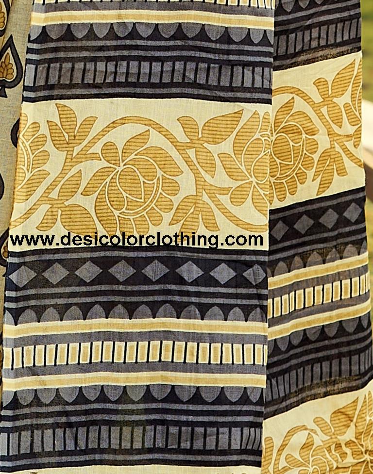 Pastel Yellow Cotton Printed Ready To Wear
