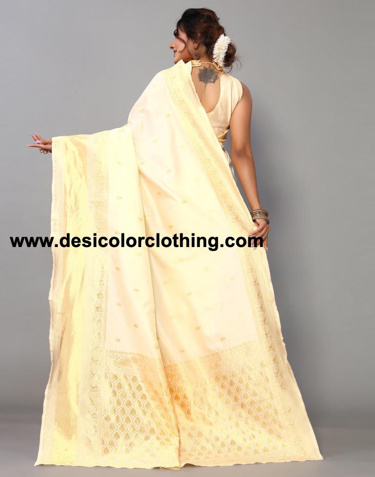White Weaving Silk Saree