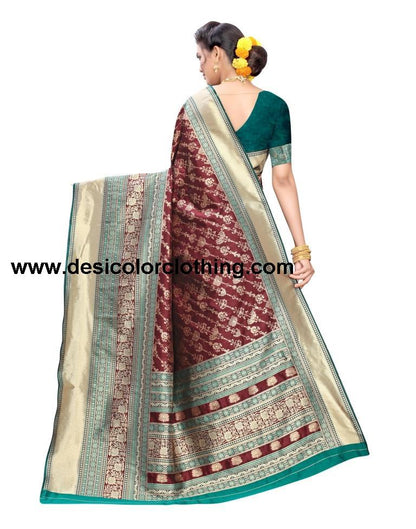 Brown Coloured Jacquard Silk Saree | SLV1604S108