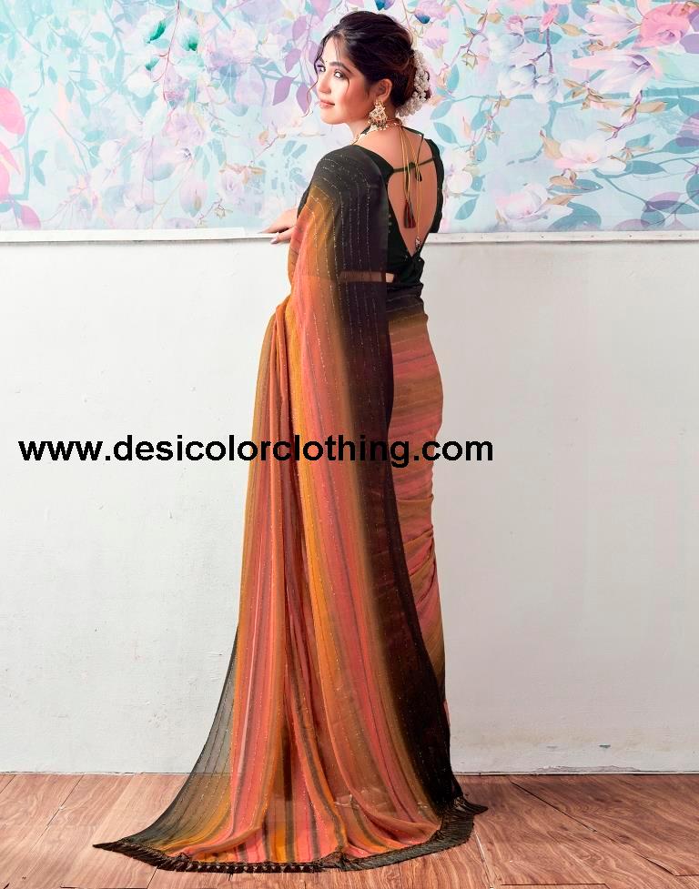 Dark Mehandi Green Georgette Printed Sarees