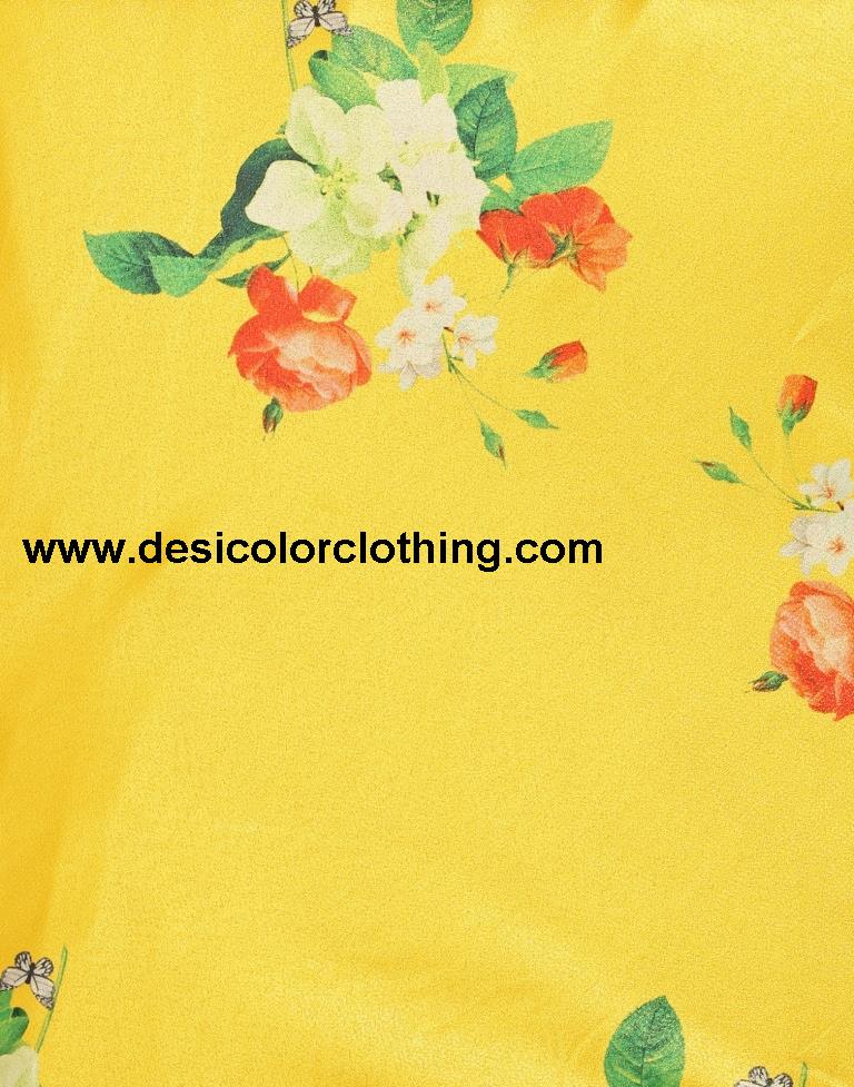 Bedazzling Yellow Coloured Poly Silk Digital Printed Casual Wear Lehenga | SLV102L10175