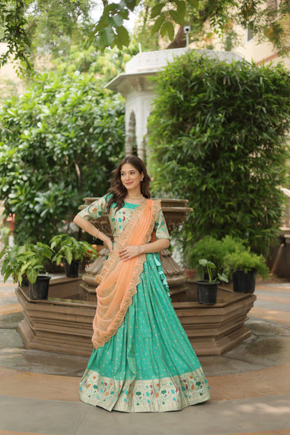 Product Image - Designer Cosmos Jacquard Lehenga Choli with Dupatta - Elegant Festive & Wedding Attire