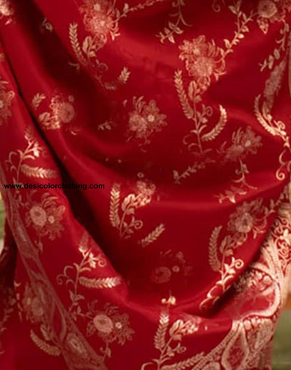 Red Silk Plain Saree
